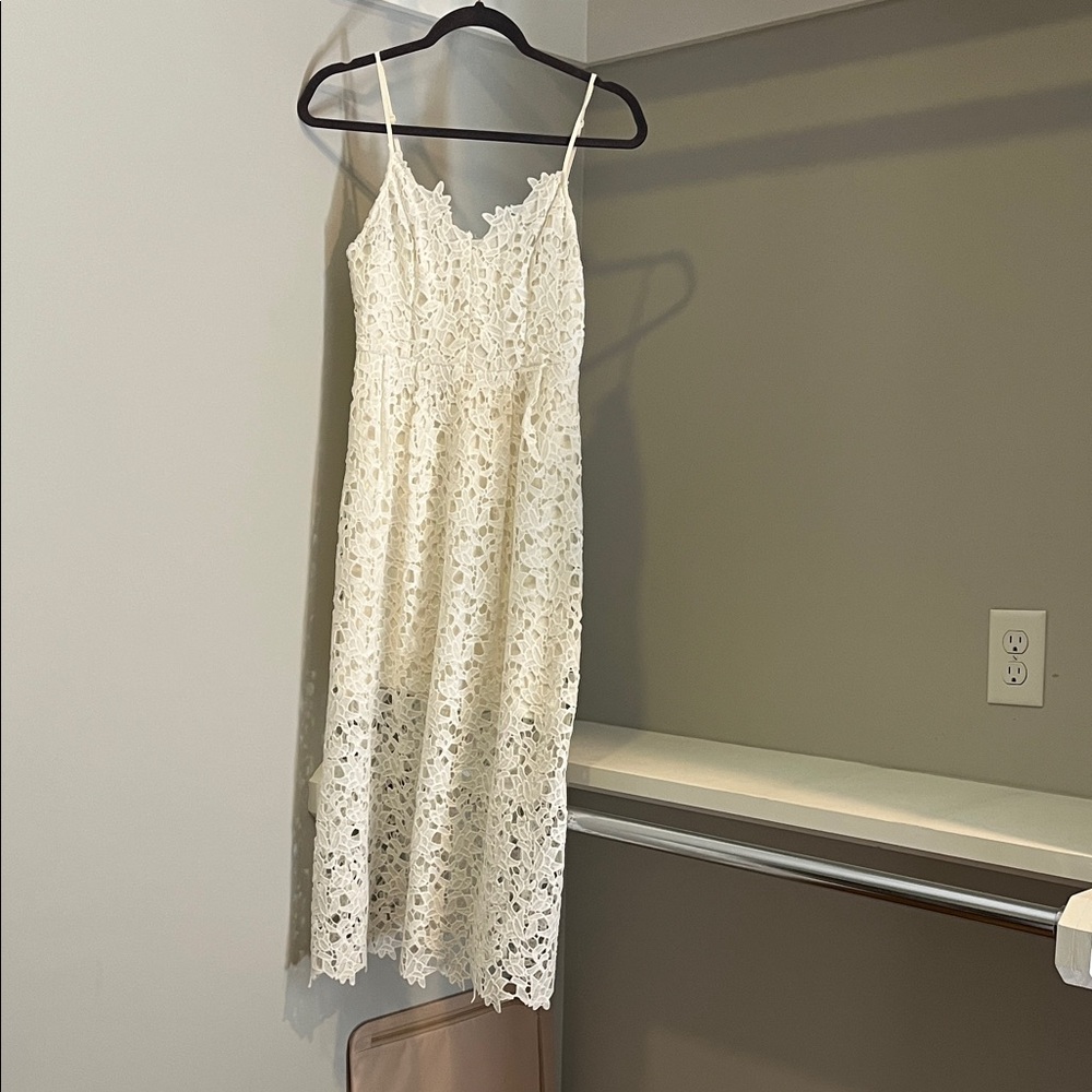 Astr Ivory Lace Midi Dress